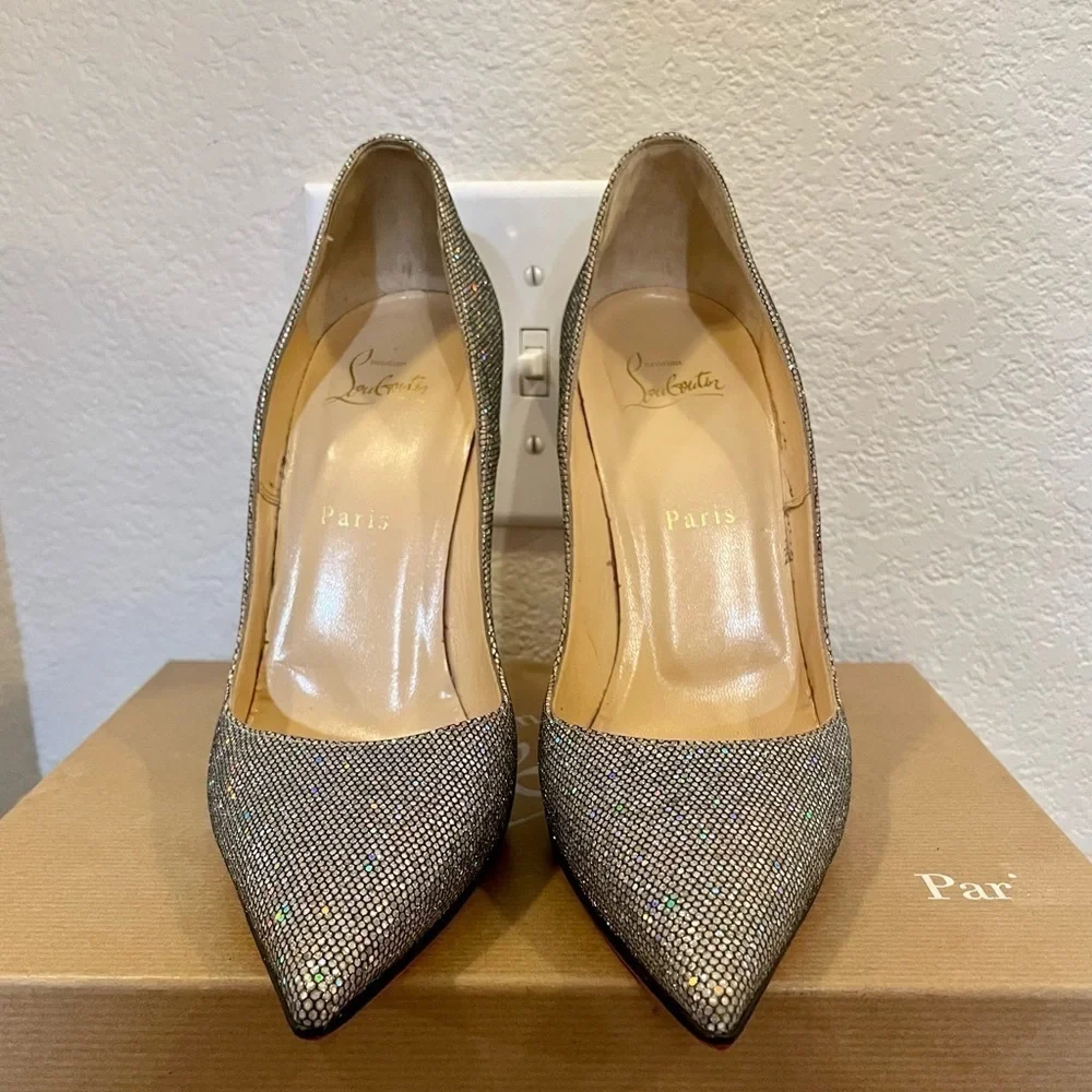 Christian Louboutin So Kate holographic disco ball sky silver pumps 120mm EU36.5
